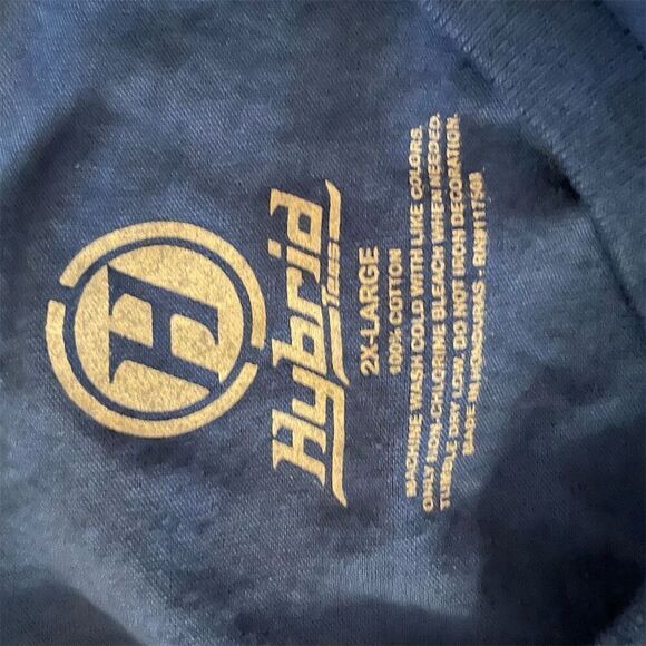 *3/$15 Hybrid Men's 2XL Blue Graphic Print Crew Neck T-Shirt - Picture 4 of 4